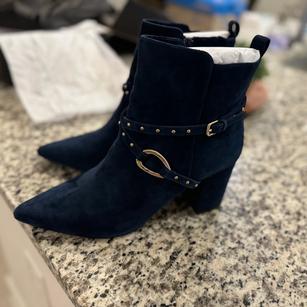 NEW WHBM Blue Suede Boots size 10